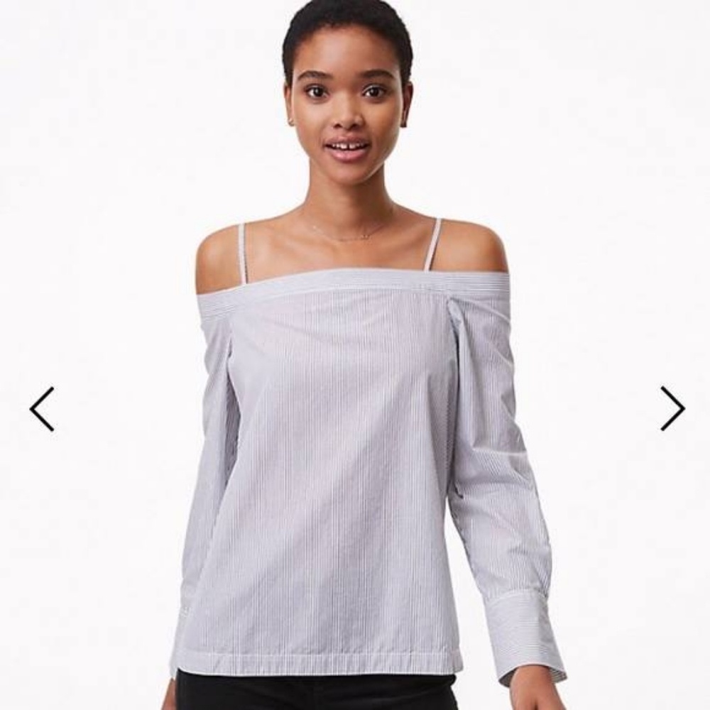 LOFT Blue White Striped Top (Like New)